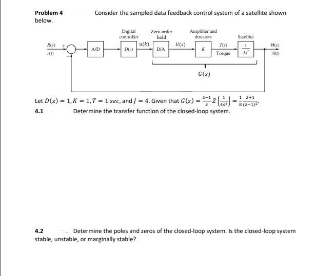 Solved Problem 4 Below. Consider The Sampled Data Feedback | Chegg.com