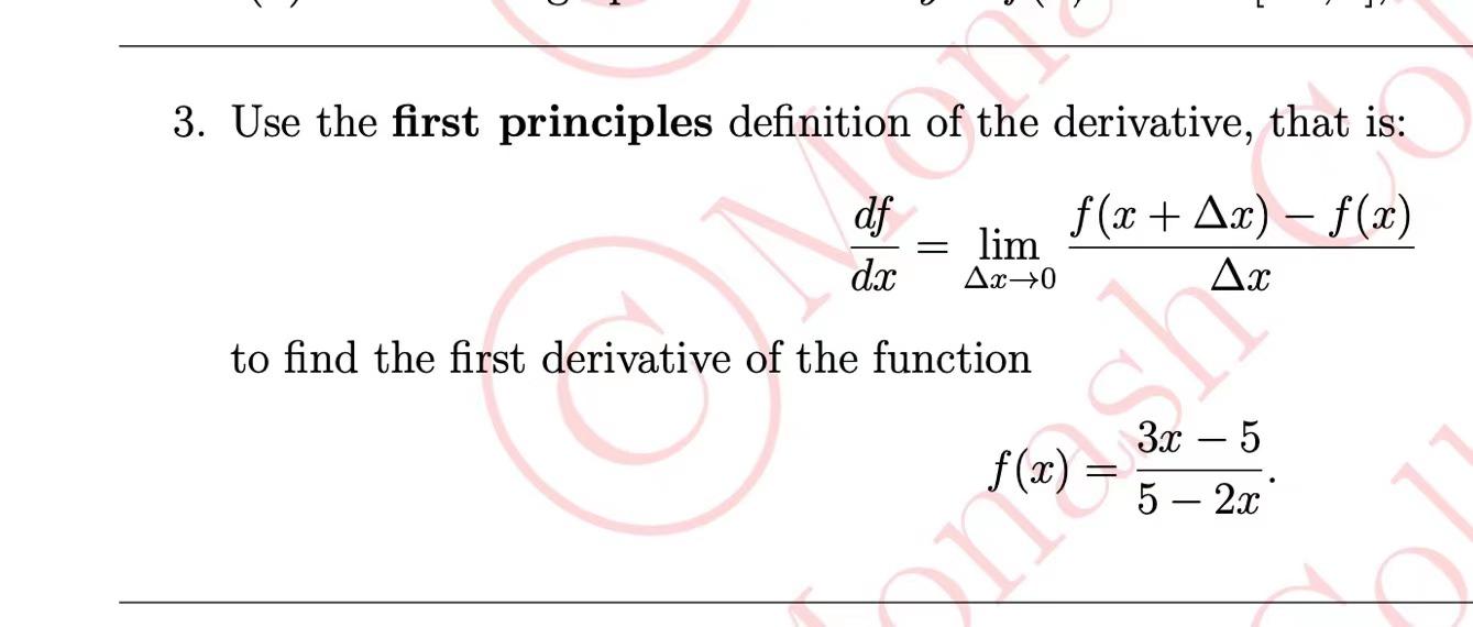 Solved Use the first principles definition of the | Chegg.com