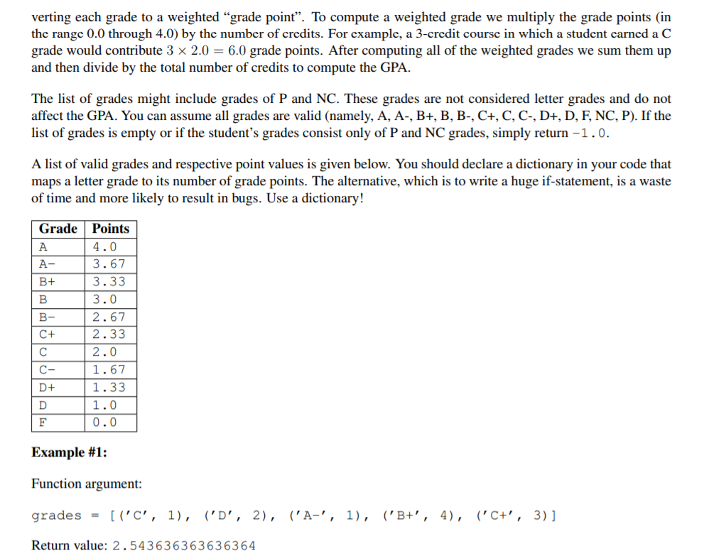 Solved Part III: GPA Calculator (25 points) Write a function | Chegg.com
