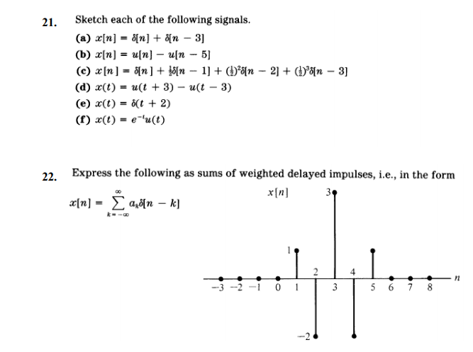 Solved 21Sketch each of the following signals. (a) x[n] = | Chegg.com