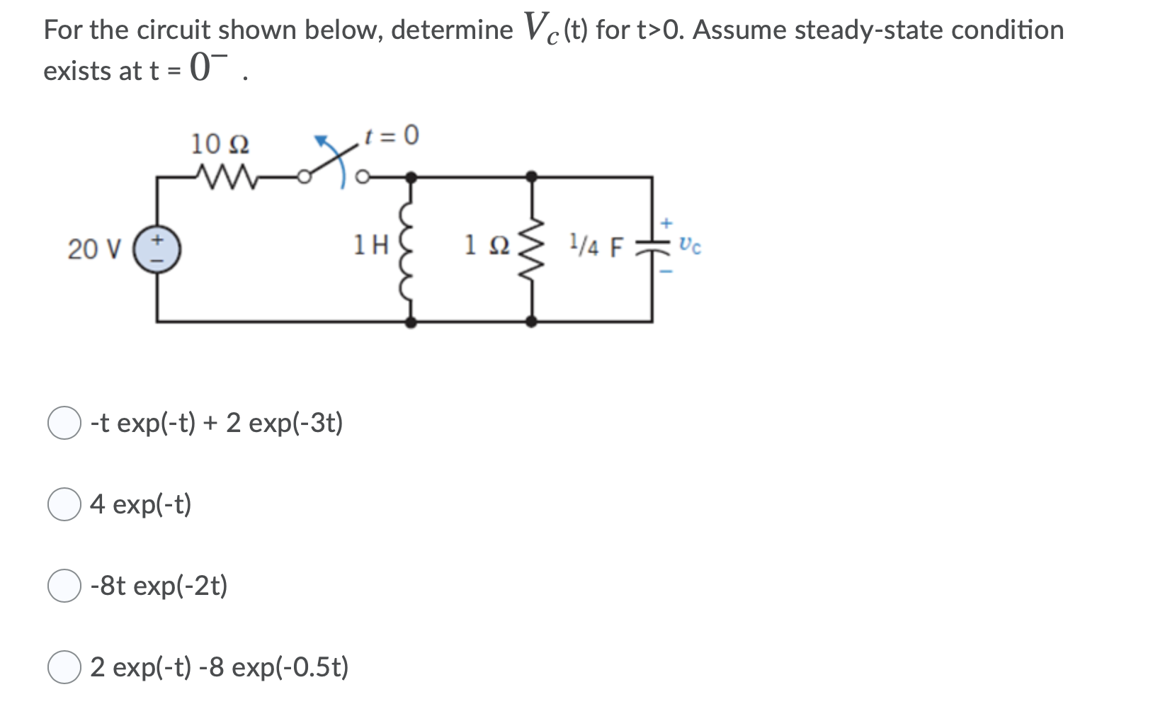 Solved For The Circuit Shown Below Determine Vc T For T Chegg Com