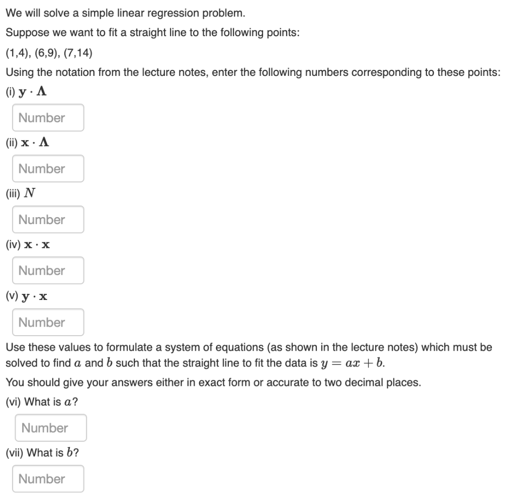 Solved We Will Solve A Simple Linear Regression Problem. | Chegg.com