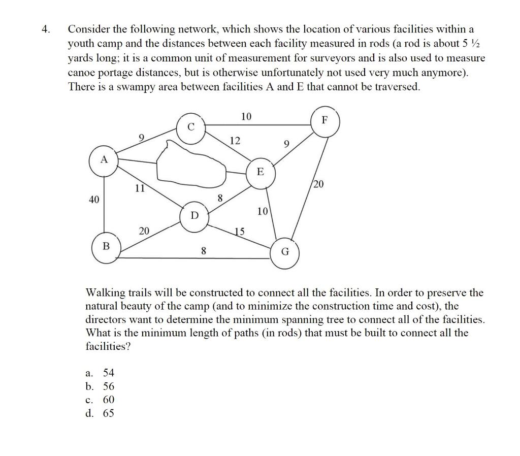 Solved Consider The Following Network Which Shows The Lo Chegg Com