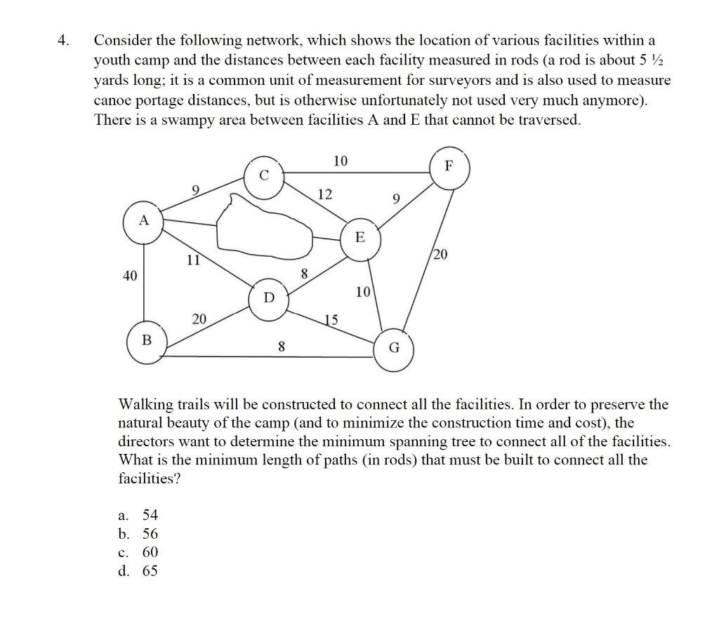 Solved Consider The Following Network Which Shows The Lo Chegg Com