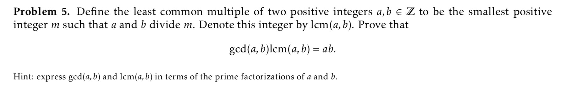 Solved Problem 5. Define The Least Common Multiple Of Two | Chegg.com