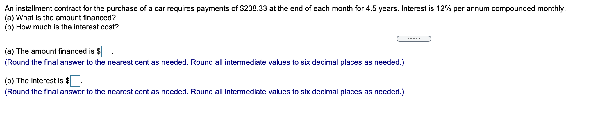 Solved An installment contract for the purchase of a car | Chegg.com