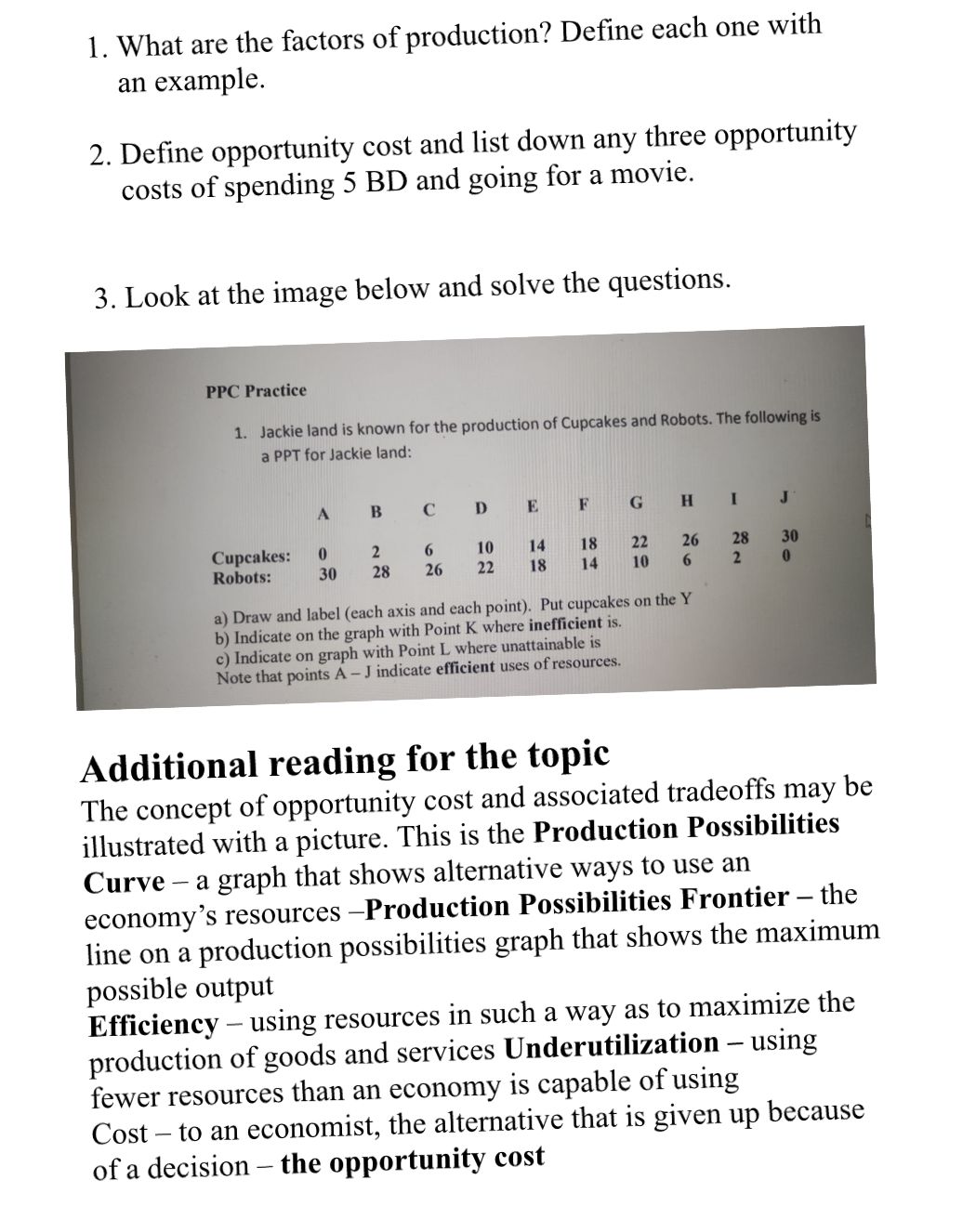 Solved 1. What are the factors of production? Define each