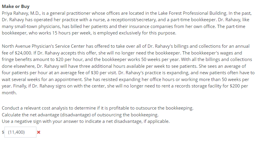 Make or Buy Priya Rahavy, M.D., is a general | Chegg.com