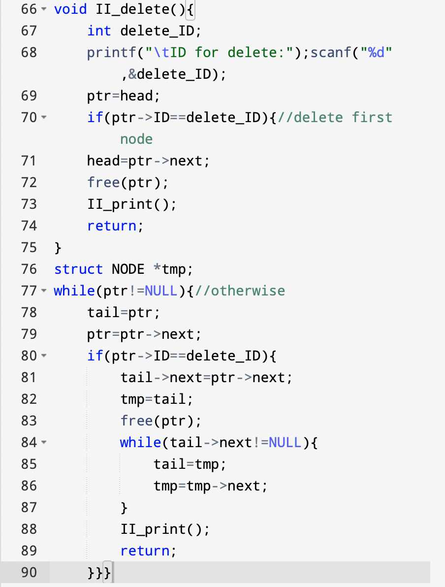 Solved I have to modify below code by using double linked | Chegg.com