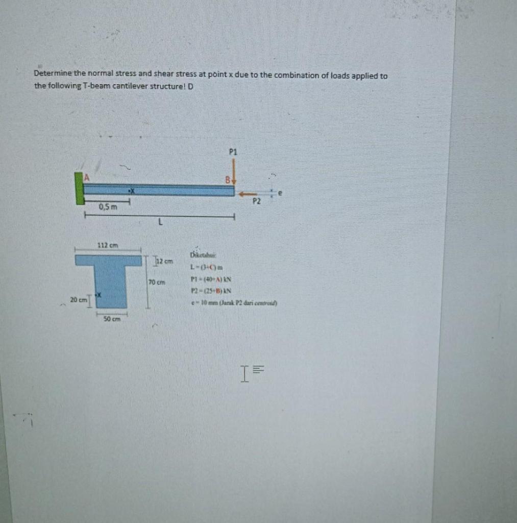 Solved Determine the normal stress and shear stress at point | Chegg.com
