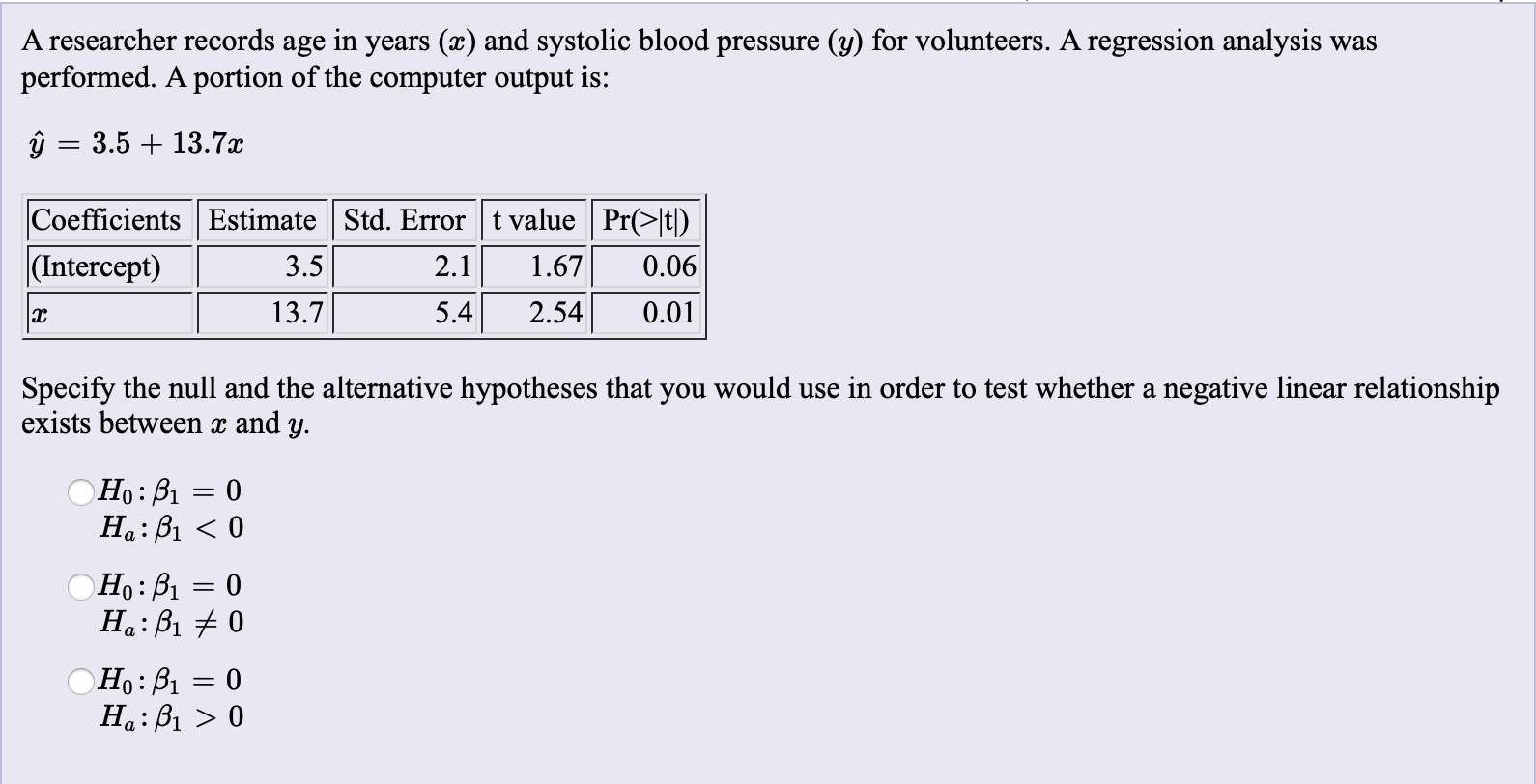 Solved A researcher records age in years (a) and systolic | Chegg.com