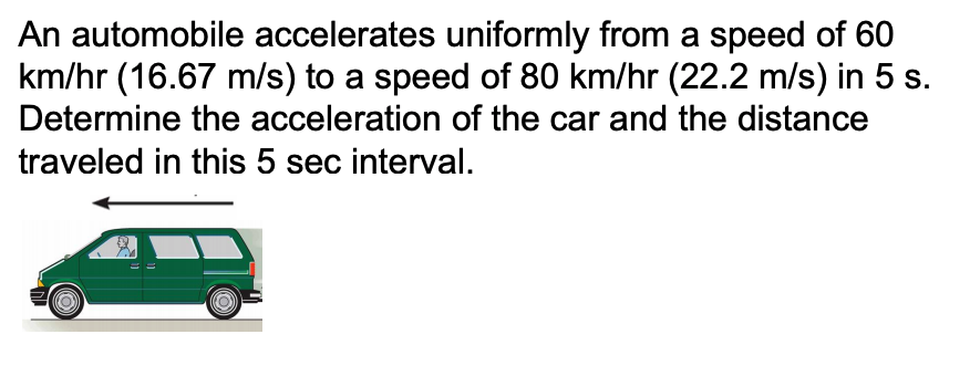 Solved An Automobile Accelerates Uniformly From A Speed Of | Chegg.com