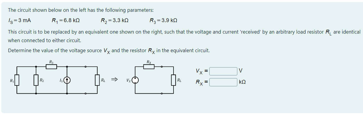 Solved The circuit shown below on the left has the following | Chegg.com