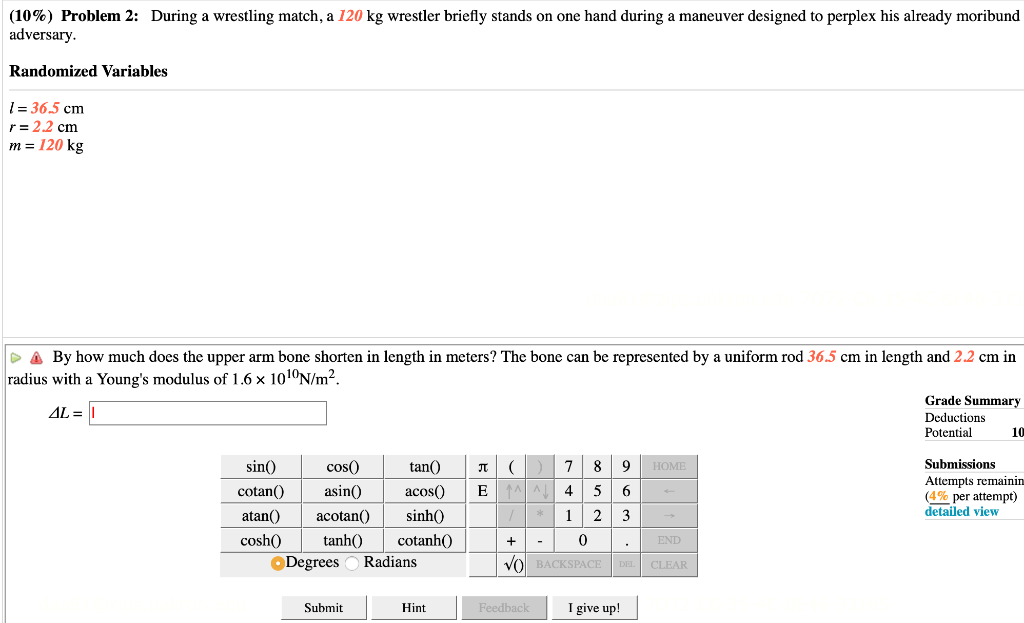 Solved (10\%) Problem 2: During a wrestling match, a 120 kg | Chegg.com