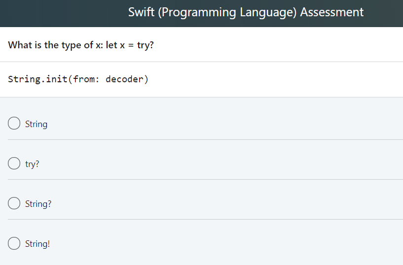 swift programming language quiz