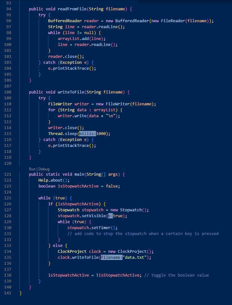 How can I implement a Stopwatch in this code that | Chegg.com