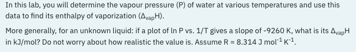 Solved In This Lab, You Will Determine The Vapour Pressure | Chegg.com