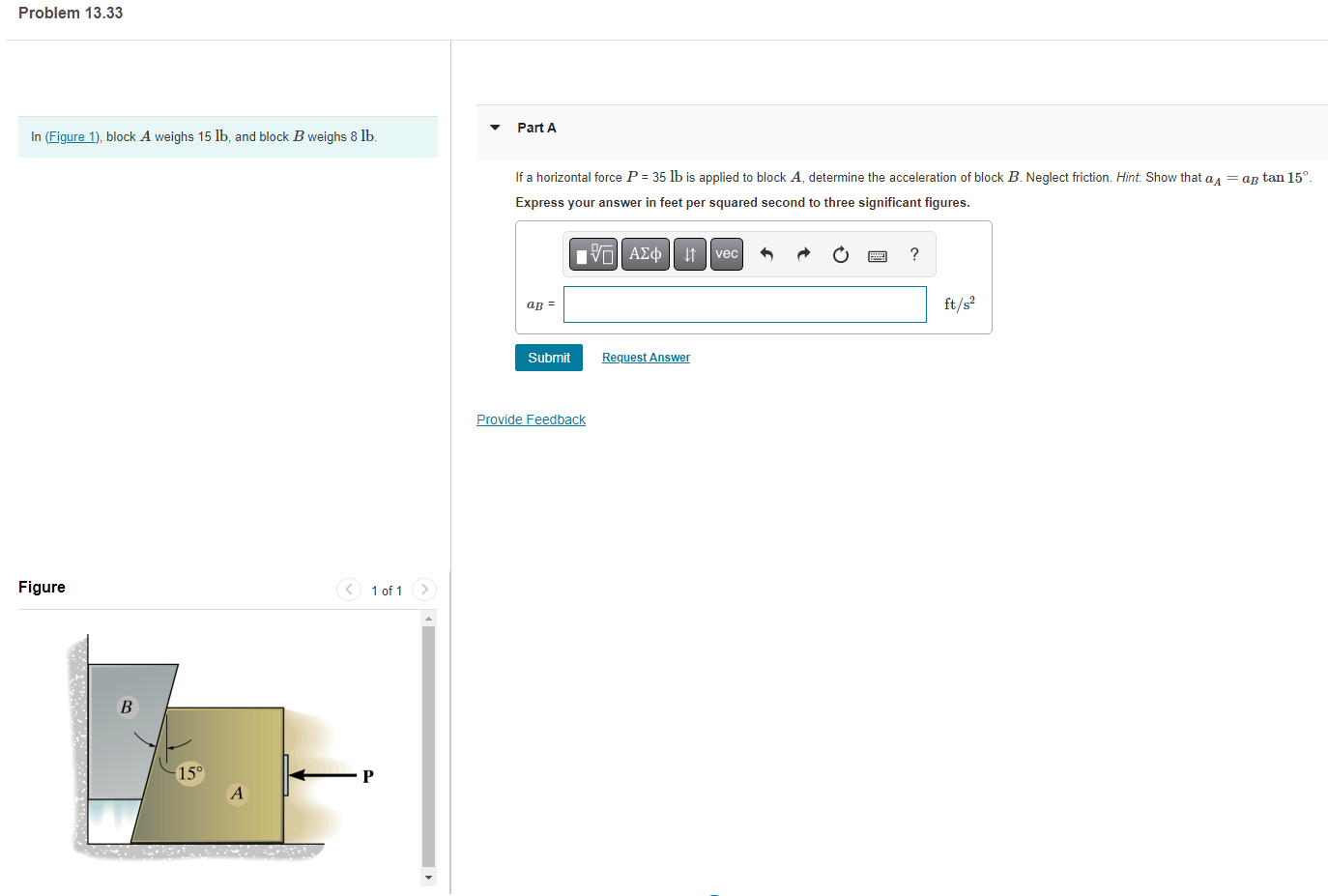 Solved In (Figure 1), Block A Weighs 15lb, And Block B | Chegg.com