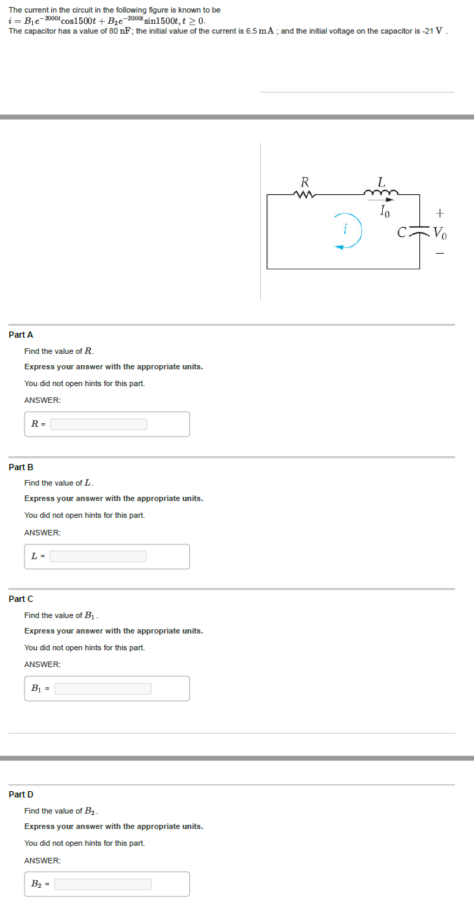 Solved The current in the circuit in the following figure is | Chegg.com