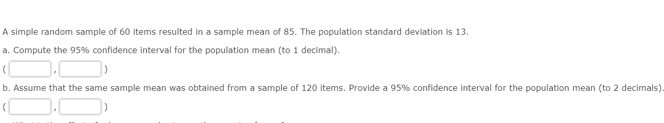 Solved A simple random sample of 60 items resulted in a | Chegg.com