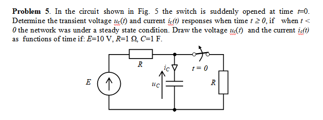 Solved Problem 5. In the circuit shown in Fig. 5 the switch | Chegg.com