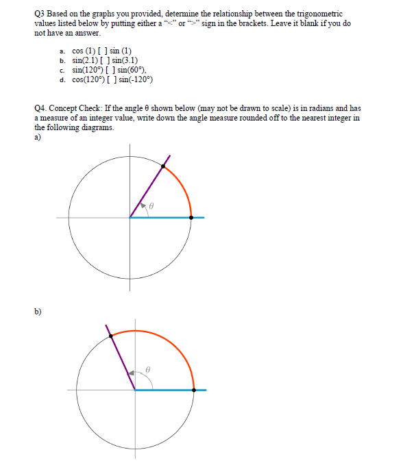 Solved c) d)Q5. We start on point (1,0) on the unit circle