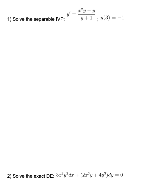 Solved Solve The Separable Ivp Yy X2y Yy 1 Y 3 1solve Chegg