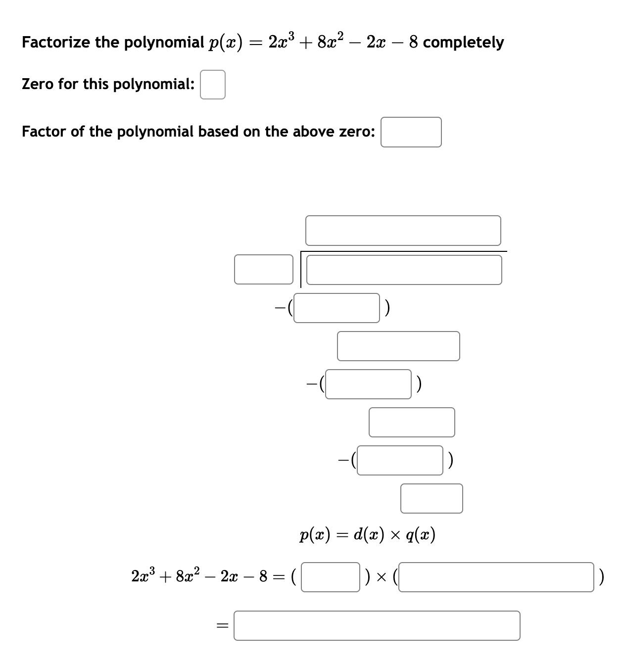 polynomial equation x 3 2x 2 4x 8 0