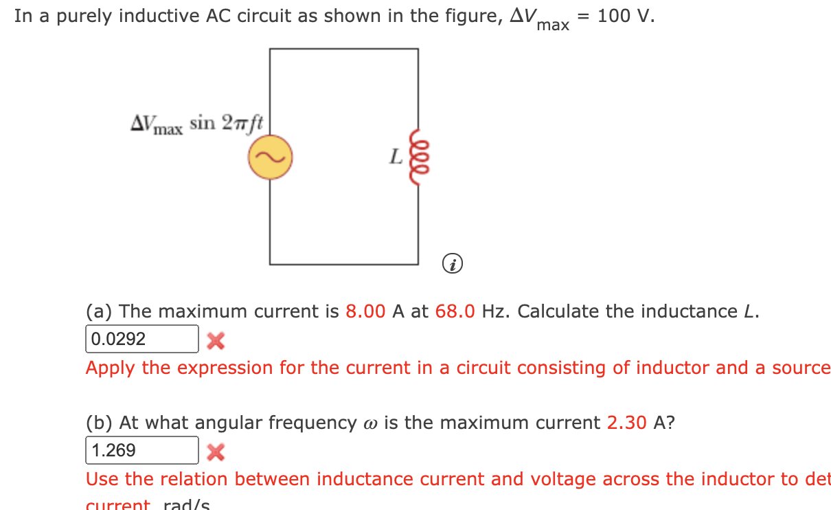Solved In a purely inductive AC circuit as shown in the | Chegg.com