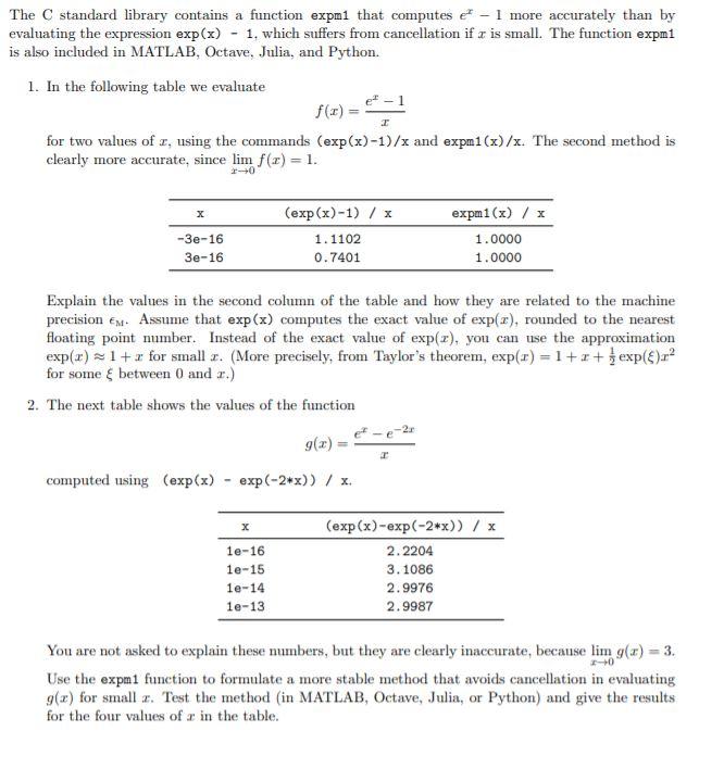 Solved The C standard library contains a function expni that | Chegg.com