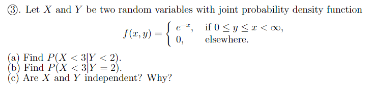 Solved e 2 3. Let X and Y be two random variables with joint | Chegg.com