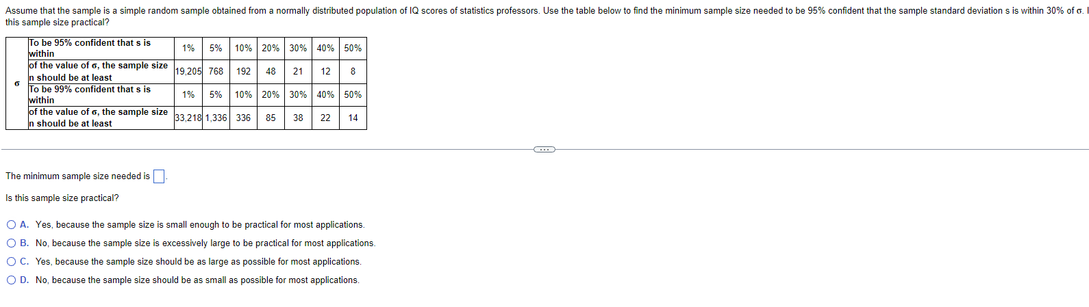 experiment minimum sample size