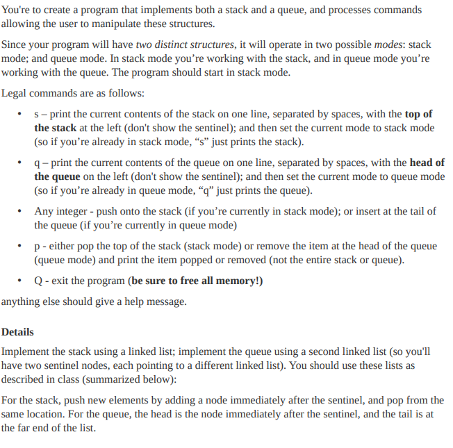 Solved You're to create a program that implements both a | Chegg.com