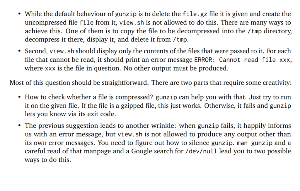 Solved (Q3) Practice: Shell scripting (10 marks) gzip is a | Chegg.com