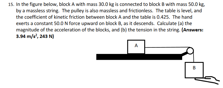 Solved 15. In The Figure Below, Block A With Mass 30.0 Kg Is | Chegg.com