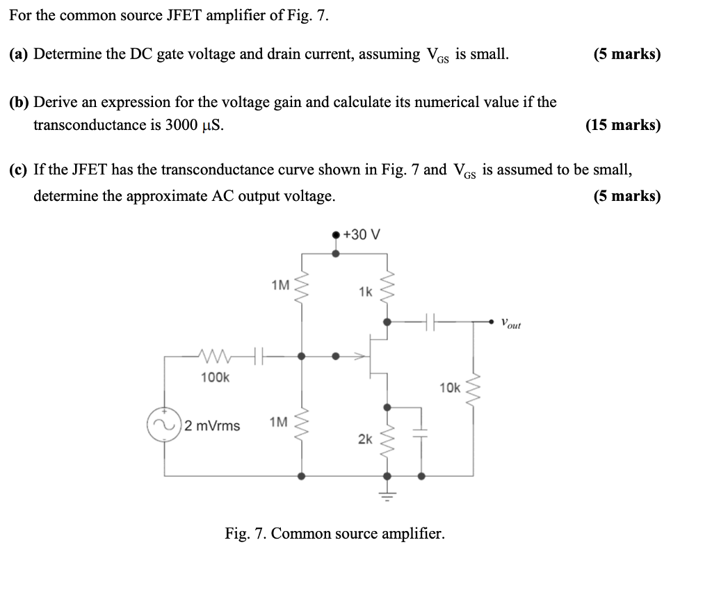 Solved For the common source JFET amplifier of Fig. 7. (a)