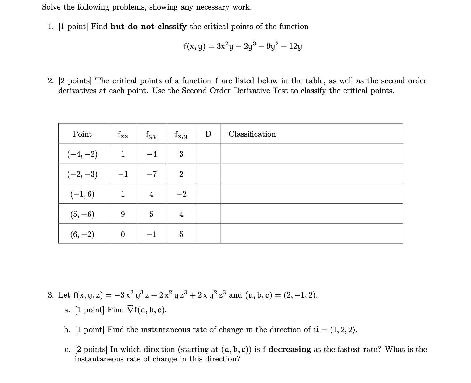 Solved Solve The Following Problems, Showing Any Necessary | Chegg.com