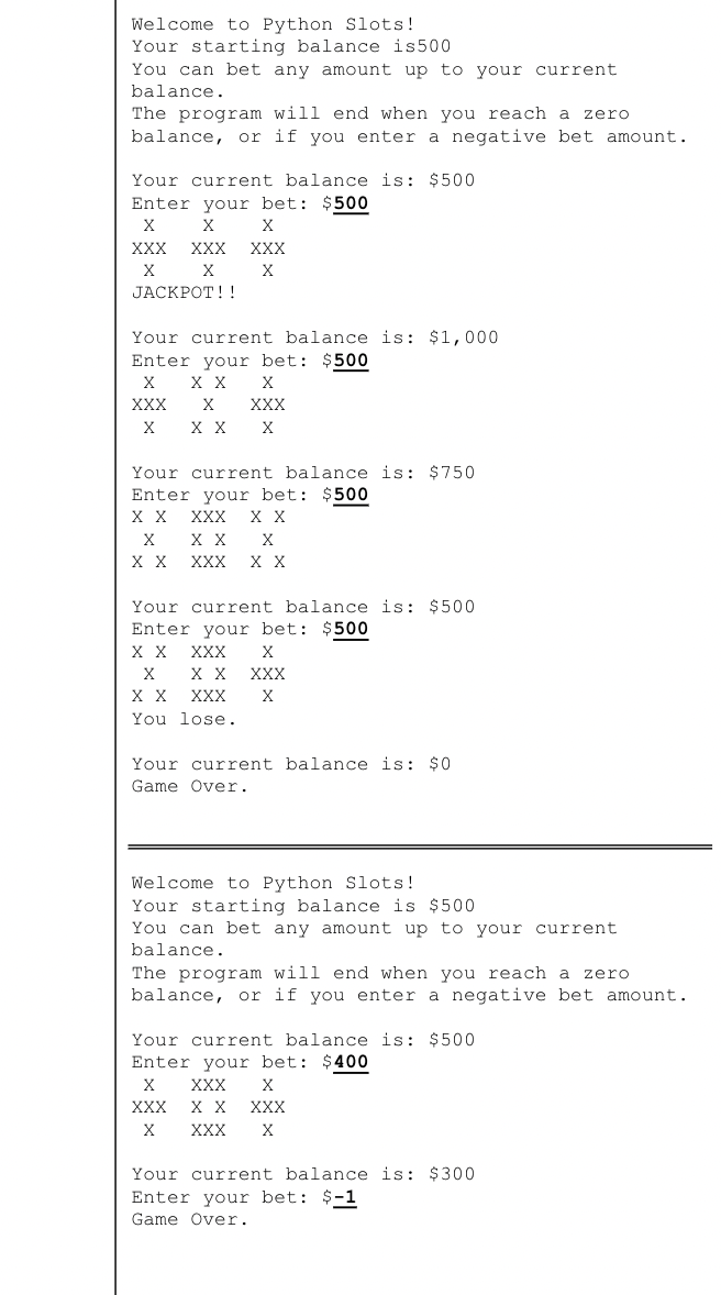 Solved In python, please write a single player slot machine | Chegg.com