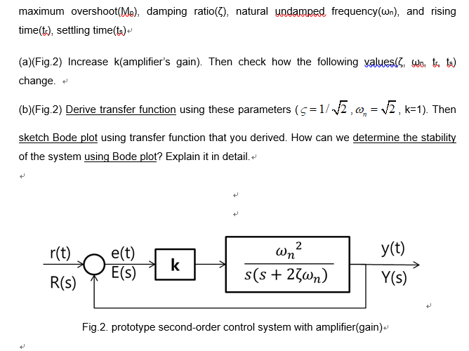 Solved Maximum Overshoot Me Damping Ratio Natural