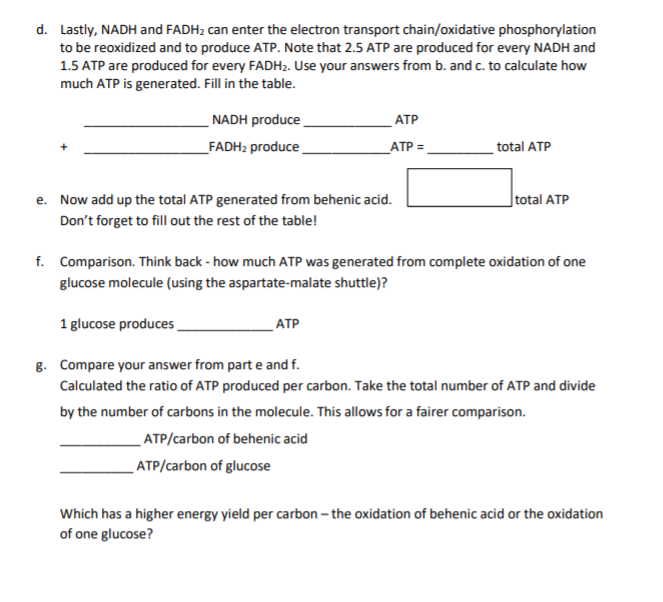 Solved 1. Energy yield from catabolism of a fatty acid. | Chegg.com