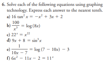 Solved 6. Solve each of the following equations using | Chegg.com