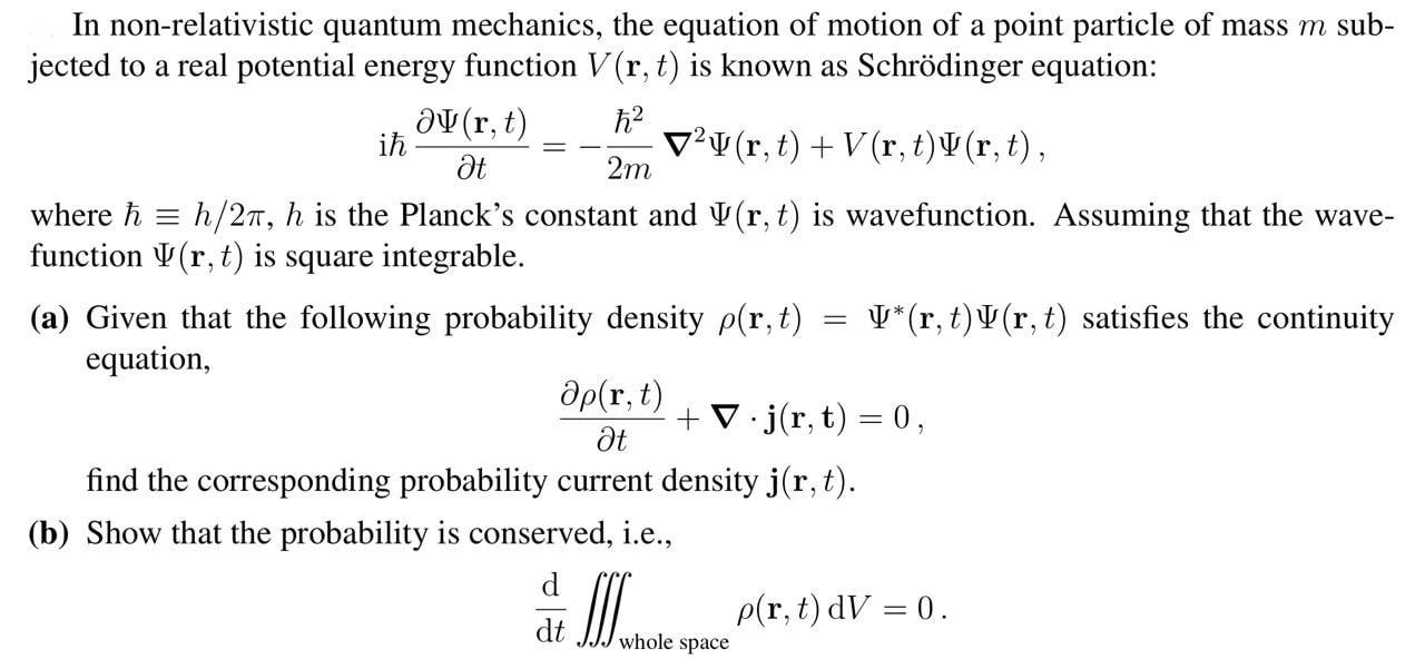 Solved 2m In non-relativistic quantum mechanics, the | Chegg.com