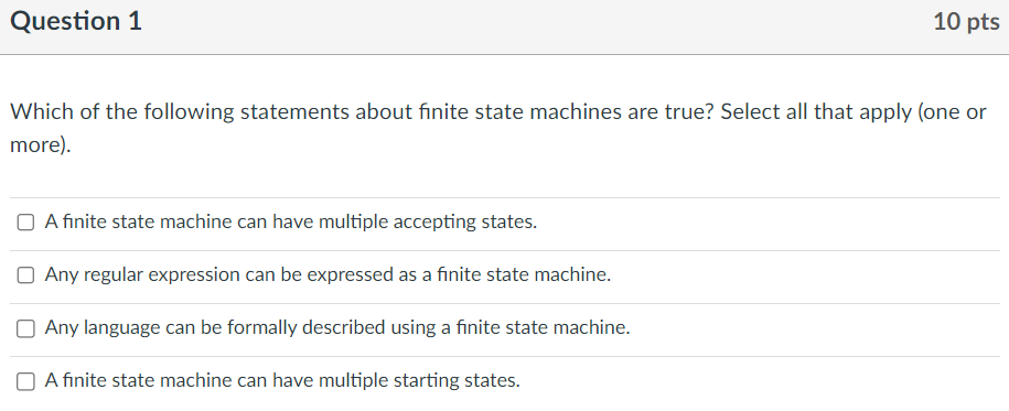 Solved Which Of The Following Statements About Finite State | Chegg.com