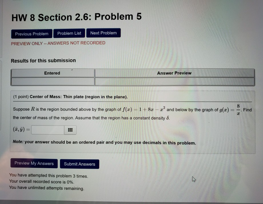 Solved HW 8 Section 2.6: Problem 5 Previous Problem Problem | Chegg.com