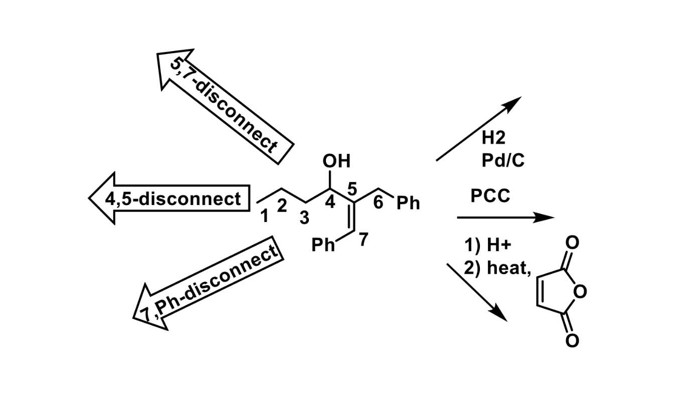 Solved 5,7-disconnect H2 Pd/C OH 5 4 4,5-disconnect 6 Ph PCC | Chegg.com