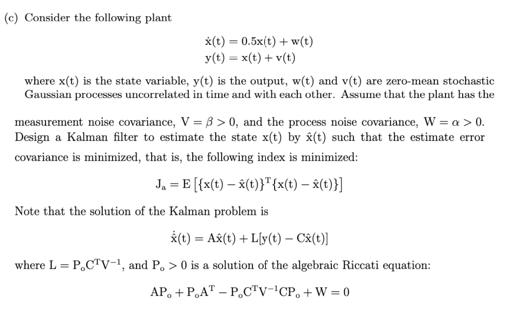 Solved (c) Consider the following plant | Chegg.com