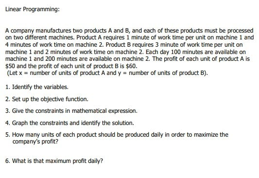 Solved Linear Programming: A Company Manufactures Two | Chegg.com