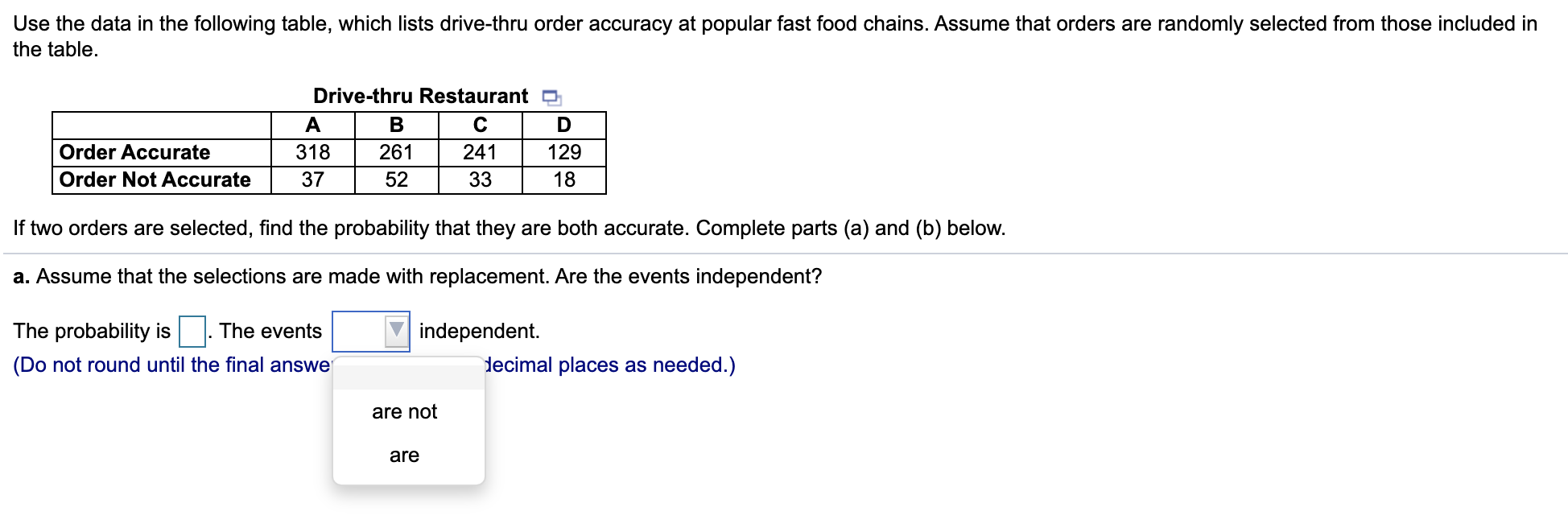 Solved Use the data in the following table, which lists | Chegg.com