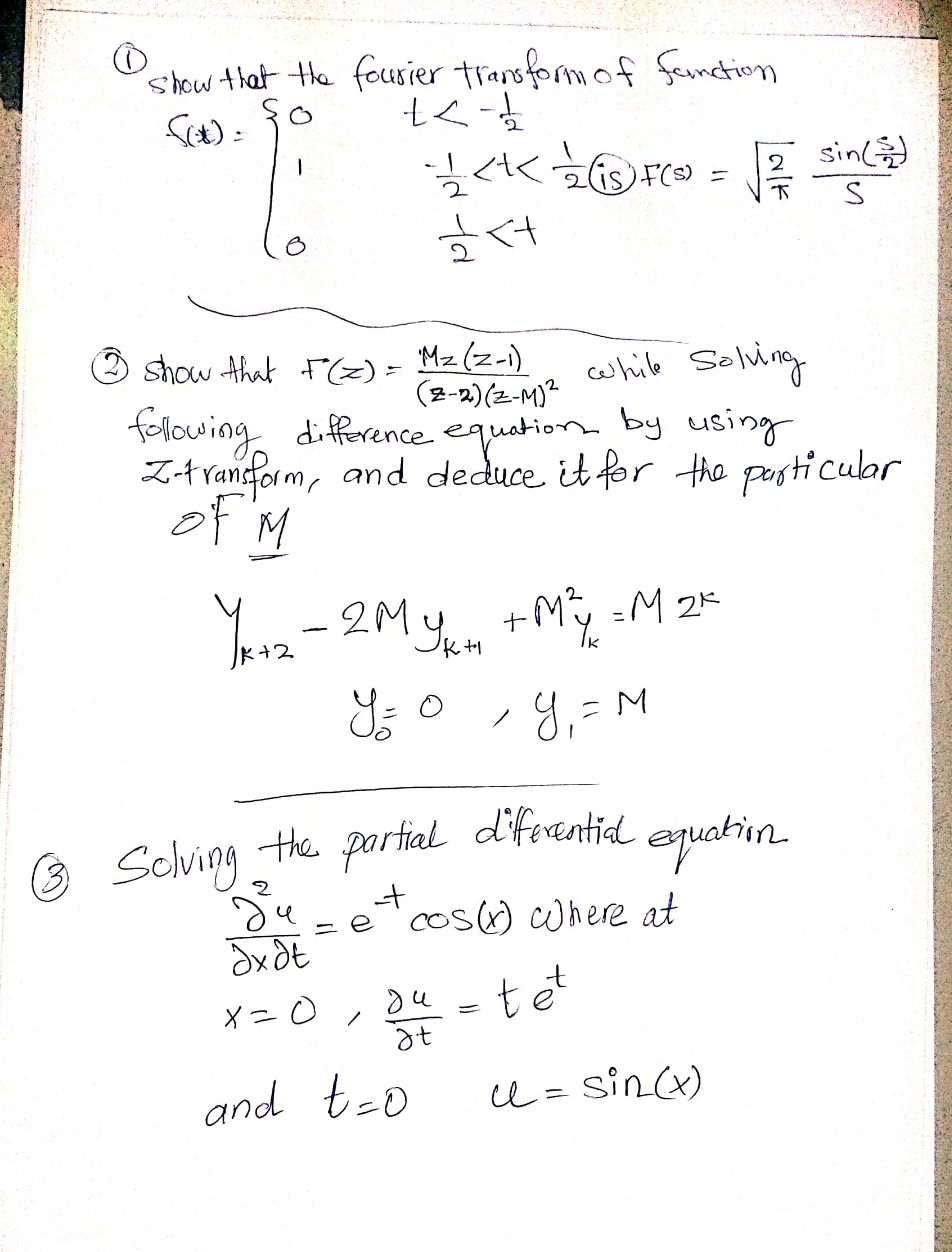 Solved Show That The Fourier Transform Of Function Sex So 5670