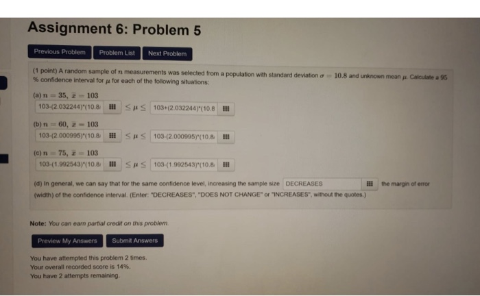 Solved Assignment 6: Problem 5 Previous Problem Problem List | Chegg.com